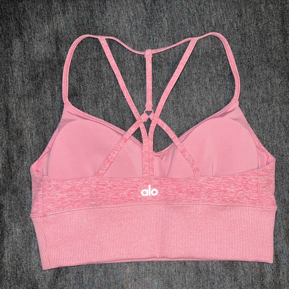 Alo Yoga Pink Parisian Heather Lavish Bra Small